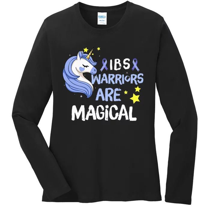 Irritable Bowel Syndrome Warriors Unicorn IBS Periwinkle Ladies Long Sleeve Shirt