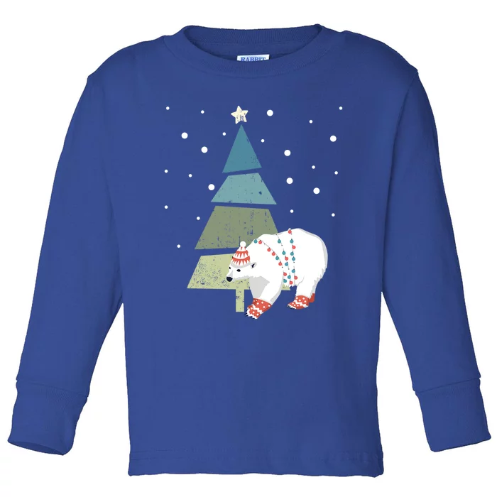 Ice Bear Santa And Christmas Tree Believe In Christmas Funny Gift Toddler Long Sleeve Shirt