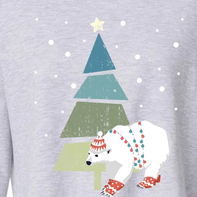 Ice Bear Santa And Christmas Tree Believe In Christmas Funny Gift Cropped Pullover Crew