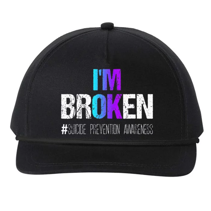 I'm broken Teal & Purple Ribbon Suicide Prevention Awareness Snapback Five-Panel Rope Hat