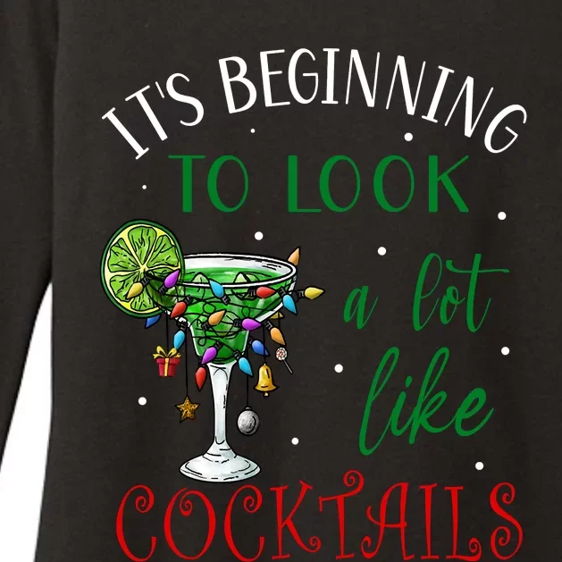 It's Beginning To Look A Lot Like Cocktails Funny Christmas Sweatshirt Womens CVC Long Sleeve Shirt