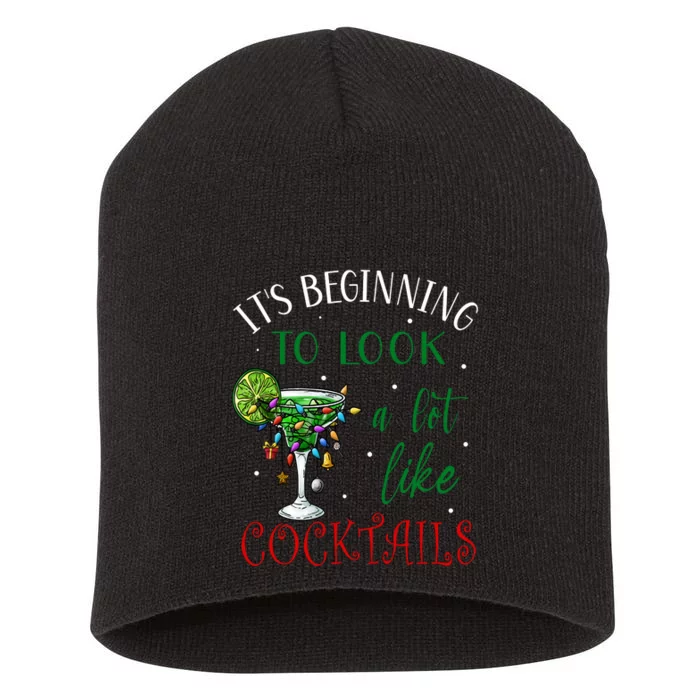 It's Beginning To Look A Lot Like Cocktails Funny Christmas Sweatshirt Short Acrylic Beanie