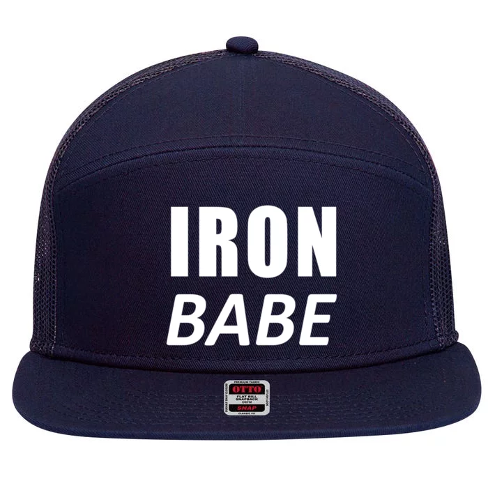 Iron Babe Triathlon Mom Wife Mothers Day Mother Gift 7 Panel Mesh Trucker Snapback Hat