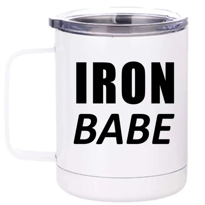 Iron Babe Triathlon Mom Wife Mothers Day Mother Gift Front & Back 12oz Stainless Steel Tumbler Cup