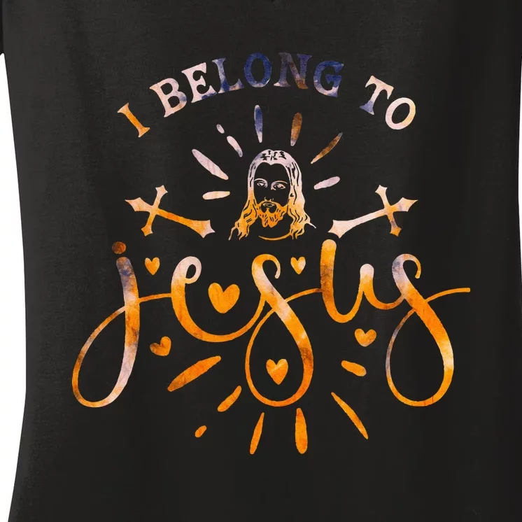 I Belong To Jesus Christian Gym Apparel Christian Dad Women's V-Neck T-Shirt