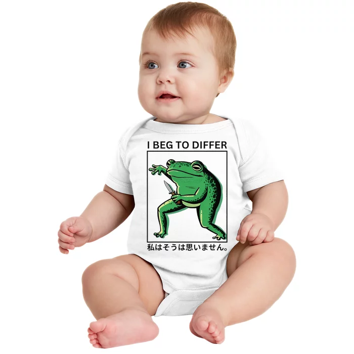 I Beg To Differ Frog Japanese Frog Baby Bodysuit