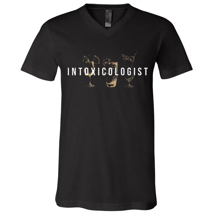 Intoxicologist Bartender Tapster Bartending Bar Pub Owner V-Neck T-Shirt