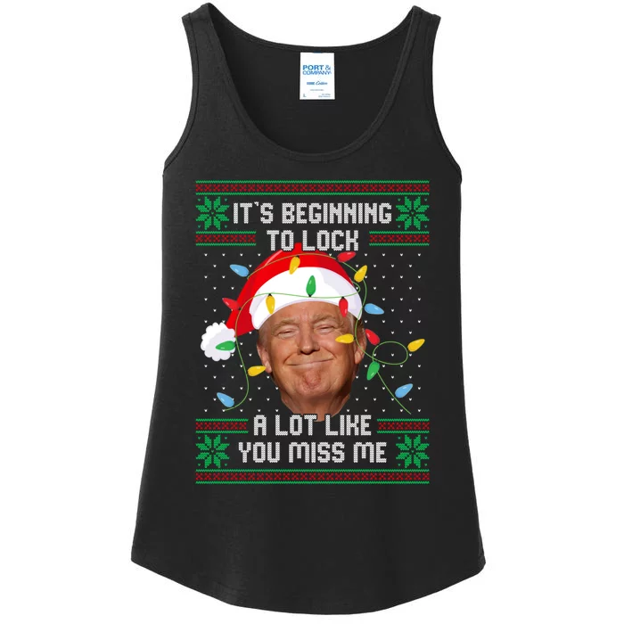 Its Beginning To Look A Lot Like You Miss Me Trump Ugly Christmas Sweater Ladies Essential Tank