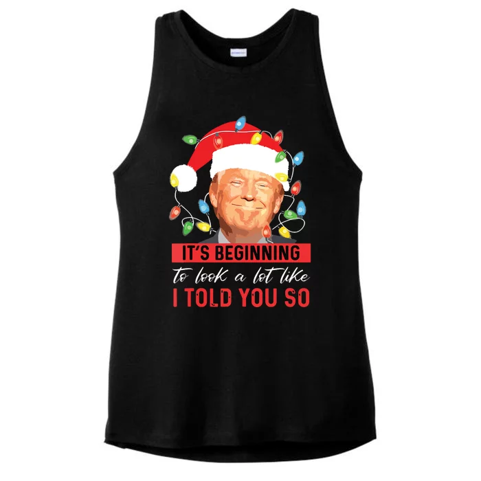 Its Beginning To Look A Lot Like I Told You So Trump Xmas Ladies Tri-Blend Wicking Tank