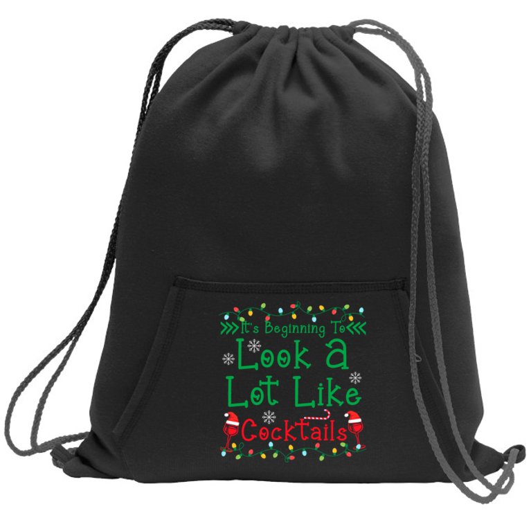 It's Beginning To Look A Lot Like Cocktails Funny Christmas Sweatshirt Cinch Pack Bag