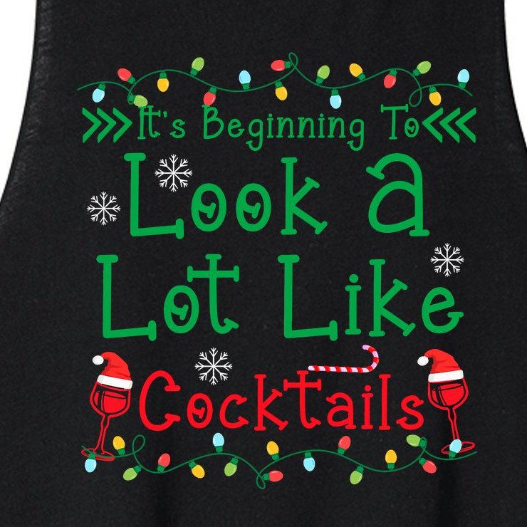 It's Beginning To Look A Lot Like Cocktails Funny Christmas Women’s Racerback Cropped Tank