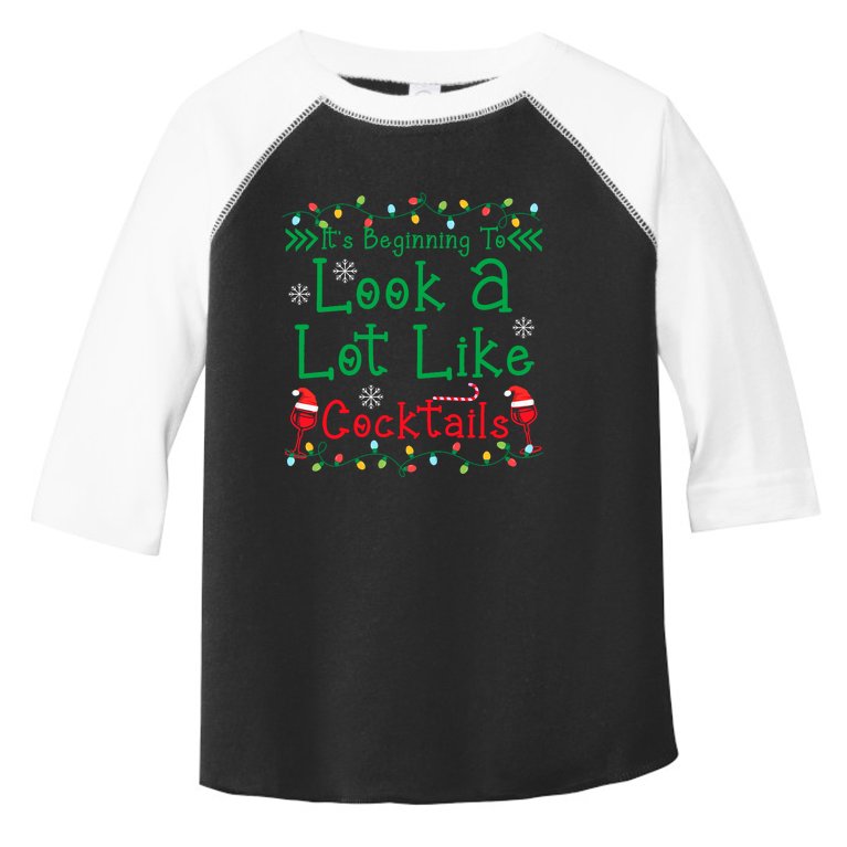 It's Beginning To Look A Lot Like Cocktails Funny Christmas Toddler Fine Jersey T-Shirt