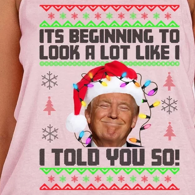 Its Beginning To Look A Like I Told You So Ugly Christmas Women's Knotted Racerback Tank