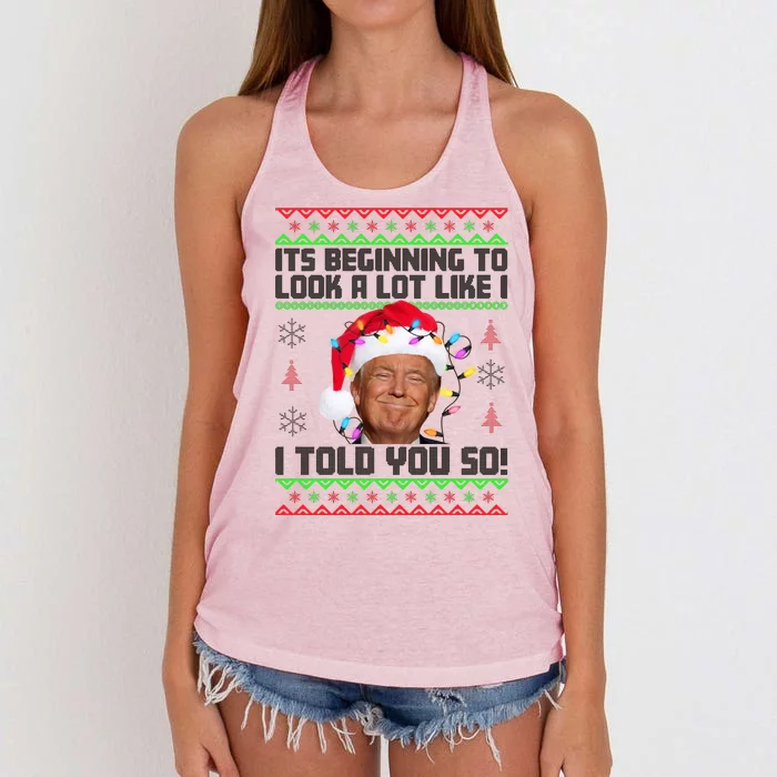 Its Beginning To Look A Like I Told You So Ugly Christmas Women's Knotted Racerback Tank