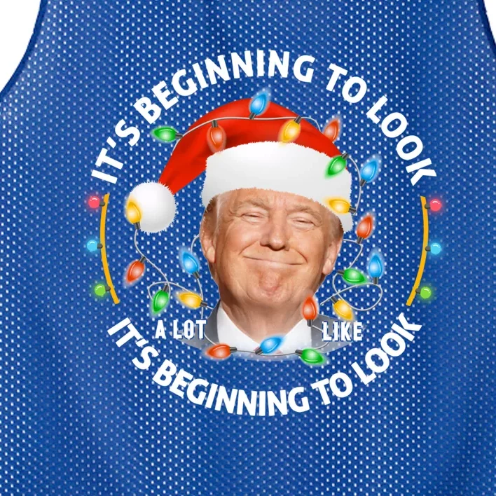 It's Beginning To Look A Lot Like I Told You So Trump Xmas Gift Mesh Reversible Basketball Jersey Tank