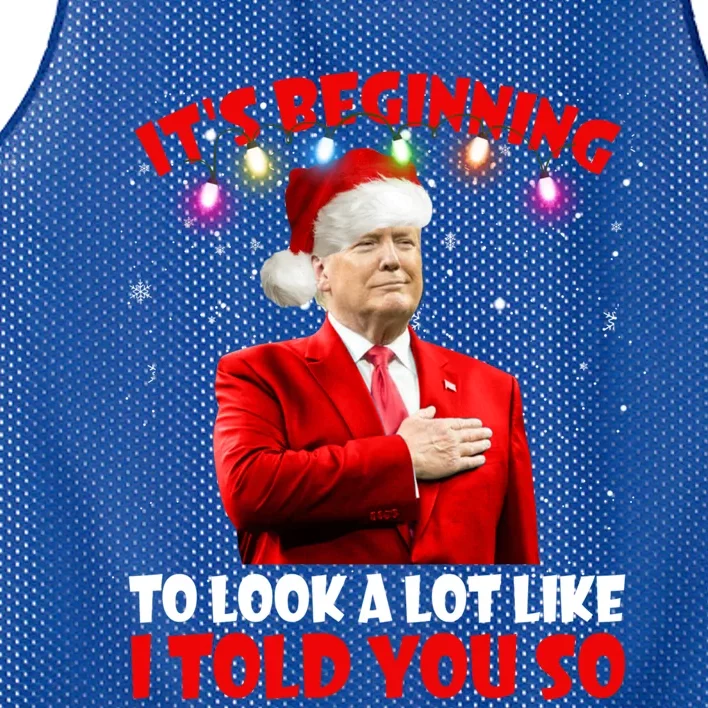 It's Beginning To Look A Lot Like I Told You So Trump Xmas Funny Gift Mesh Reversible Basketball Jersey Tank