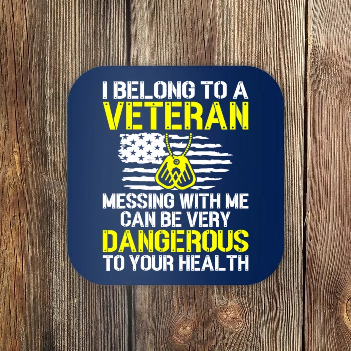 I Belong To A Veteran Funny VeteranS Wife Husband Spouse Coaster