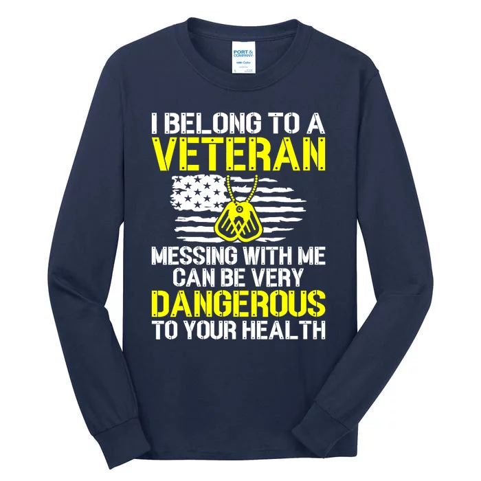 I Belong To A Veteran Funny VeteranS Wife Husband Spouse Tall Long Sleeve T-Shirt