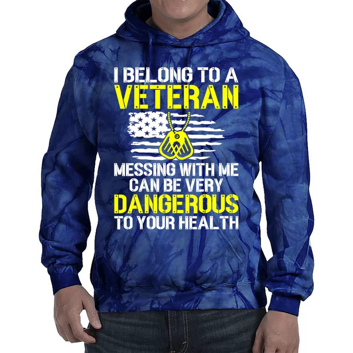 I Belong To A Veteran Funny VeteranS Wife Husband Spouse Tie Dye Hoodie