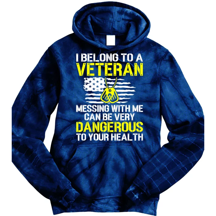 I Belong To A Veteran Funny VeteranS Wife Husband Spouse Tie Dye Hoodie