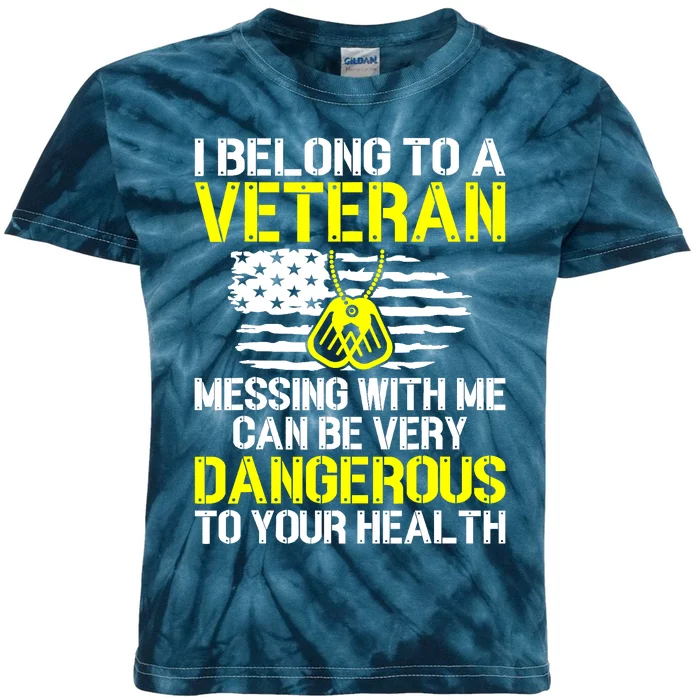 I Belong To A Veteran Funny VeteranS Wife Husband Spouse Kids Tie-Dye T-Shirt