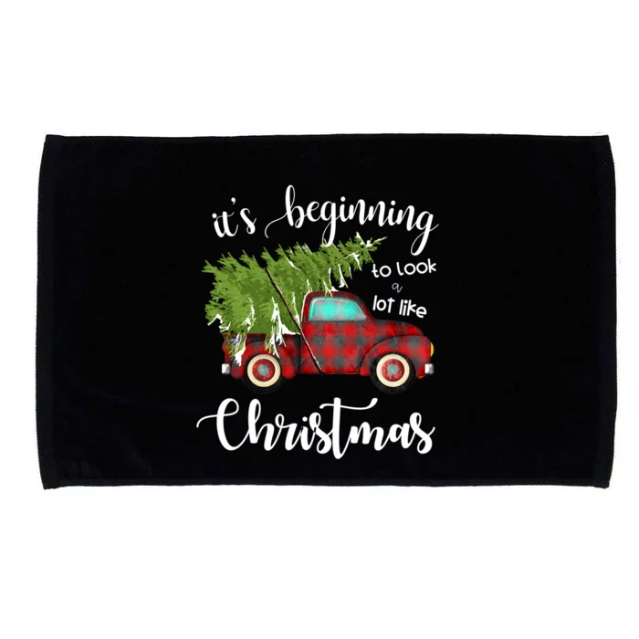 Its Beginning To Look A Lot Like Christmas Vintage Truck Gift Microfiber Hand Towel