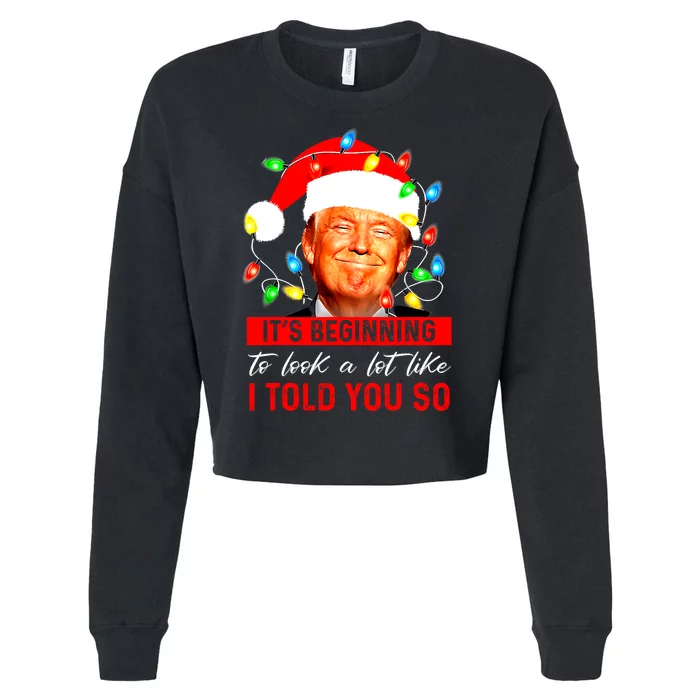 ItS Beginning To Look A Lot Like I Told You So Trump Xmas Cropped Pullover Crew