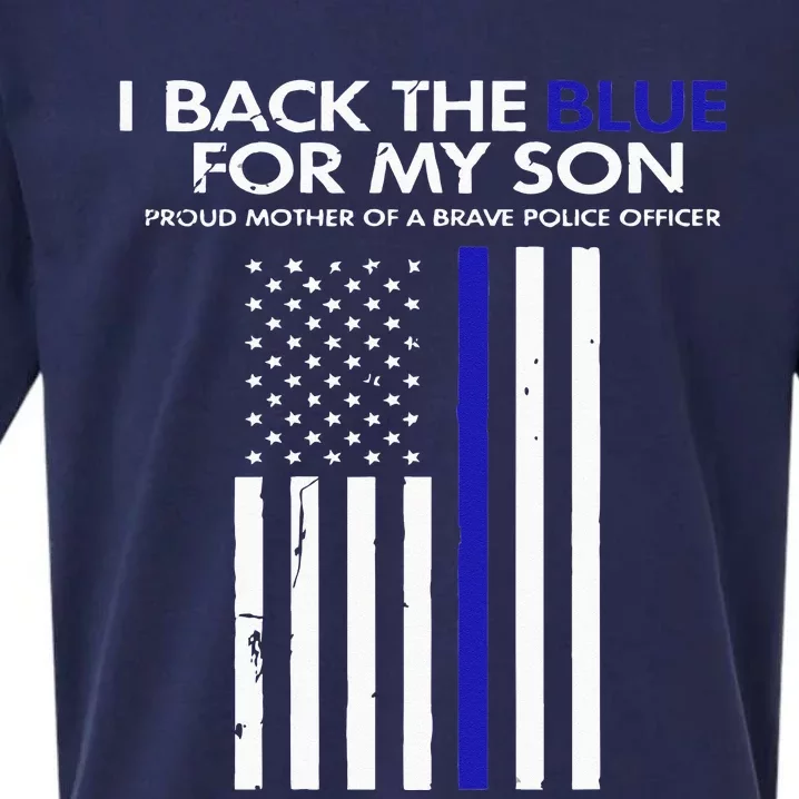 I Back The Blue For My Son Thin Blue Line Police Proud Mom Sueded Cloud Jersey T-Shirt