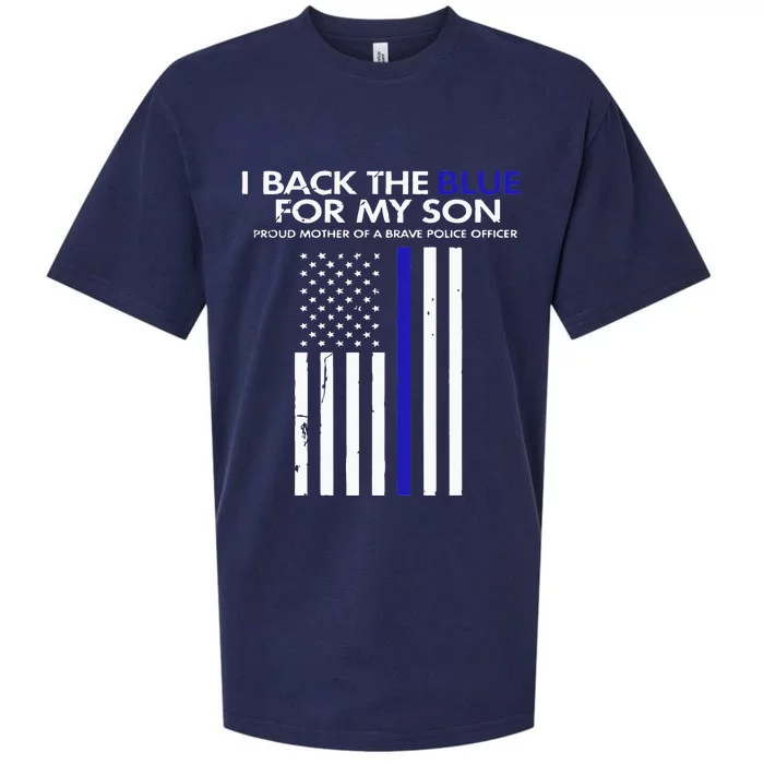 I Back The Blue For My Son Thin Blue Line Police Proud Mom Sueded Cloud Jersey T-Shirt