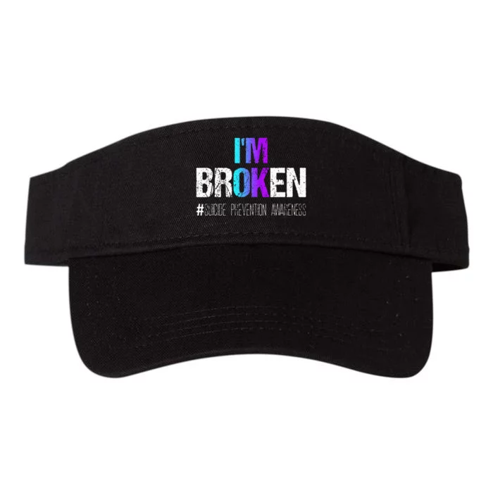 Im Broken Teal & Purple Ribbon Suicide Prevention Awareness Valucap Bio-Washed Visor