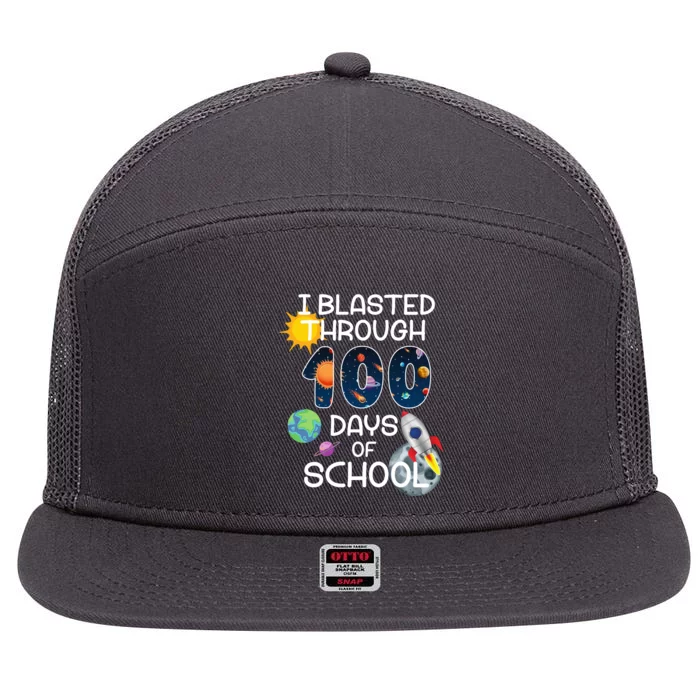 I Blasted Through 100 Days Of School Galaxy 7 Panel Mesh Trucker Snapback Hat