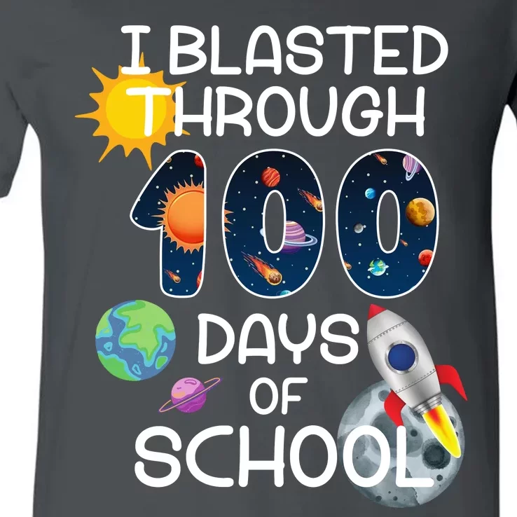 I Blasted Through 100 Days Of School Galaxy V-Neck T-Shirt