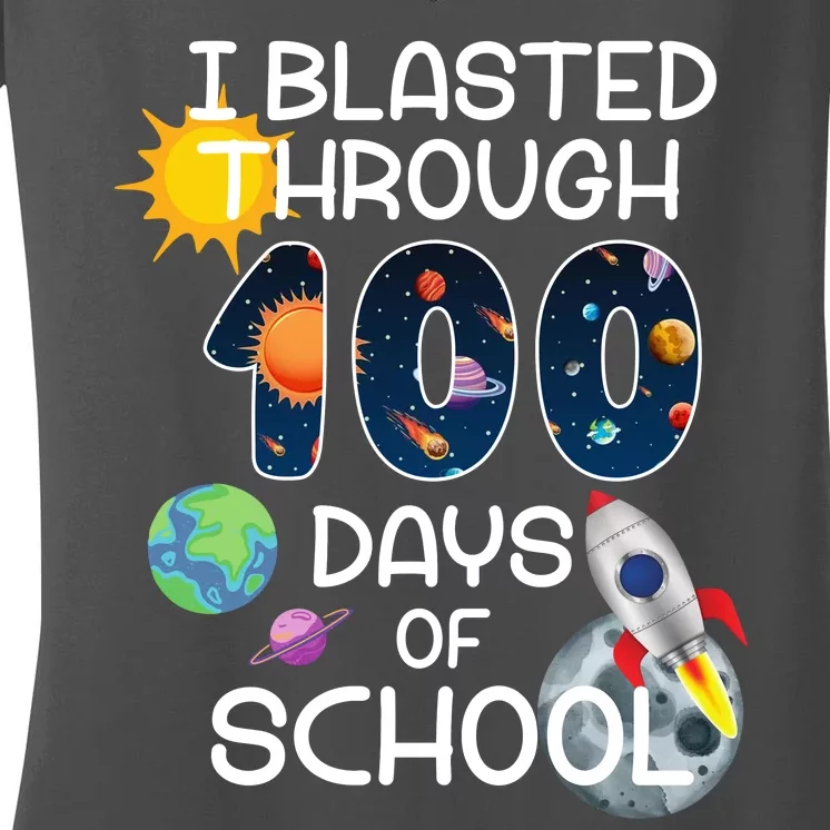 I Blasted Through 100 Days Of School Galaxy Women's V-Neck T-Shirt