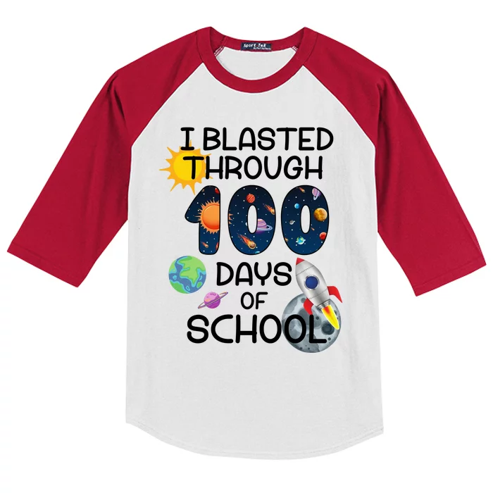 I Blasted Through 100 Days Of School Galaxy Kids Colorblock Raglan Jersey