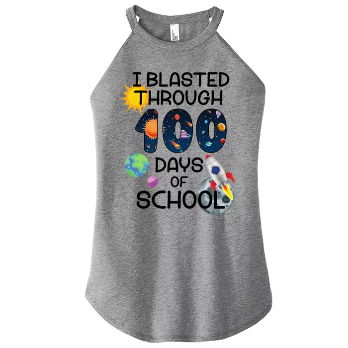 I Blasted Through 100 Days Of School Galaxy Women’s Perfect Tri Rocker Tank