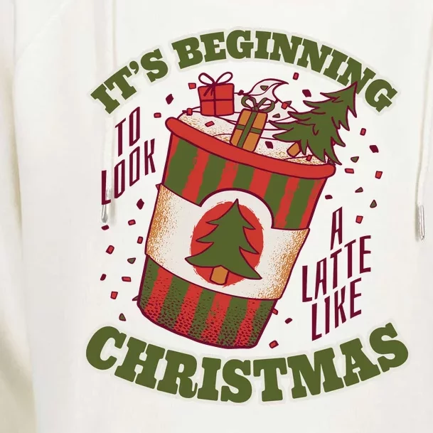 It's Beginning To Look A Latte Like Christmas Caffeine Lover Womens Funnel Neck Pullover Hood