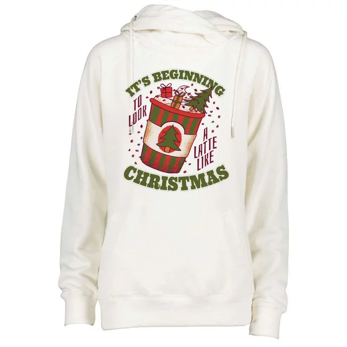 It's Beginning To Look A Latte Like Christmas Caffeine Lover Womens Funnel Neck Pullover Hood