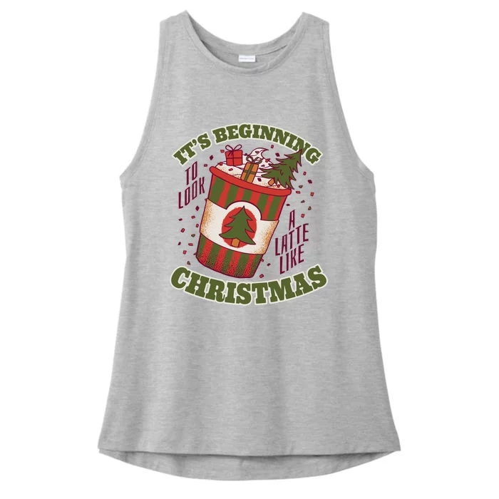 It's Beginning To Look A Latte Like Christmas Caffeine Lover Ladies Tri-Blend Wicking Tank