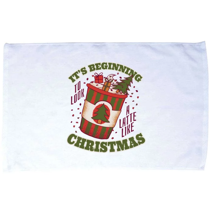 It's Beginning To Look A Latte Like Christmas Caffeine Lover Microfiber Hand Towel