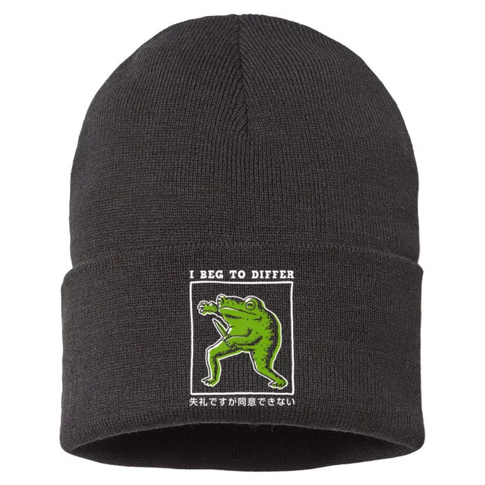 I Beg To Differ Frog Japanese Sustainable Knit Beanie