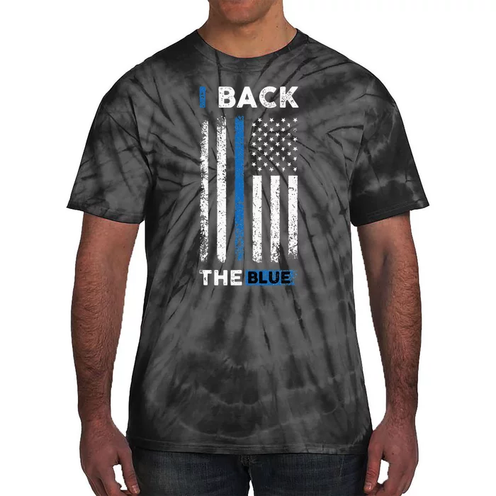 I Back The Blue Blue Line Police Officer Cop Tie-Dye T-Shirt