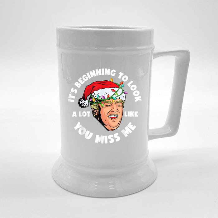 Its Beginning To Look A Lot Like You Miss Me Trump Christmas Front & Back Beer Stein