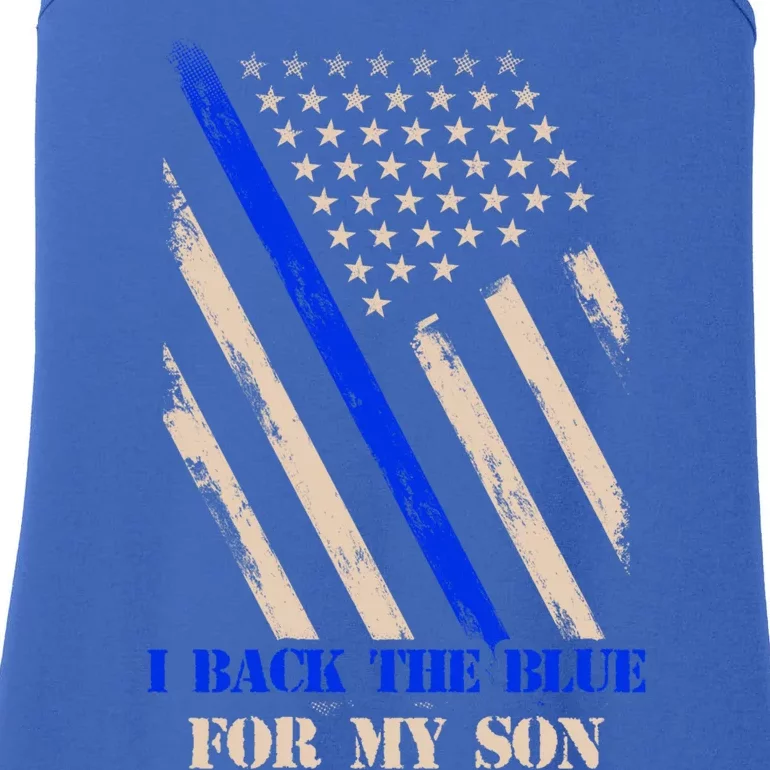 I Back The Blue For My Son Proud Police Officers Mom Dad Cute Gift Ladies Essential Tank