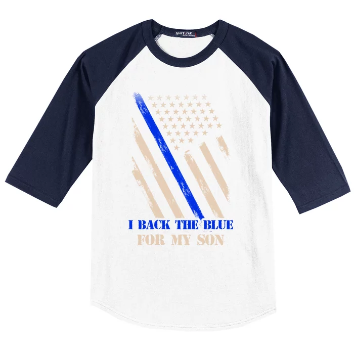 I Back The Blue For My Son Proud Police Officers Mom Dad Cute Gift Baseball Sleeve Shirt