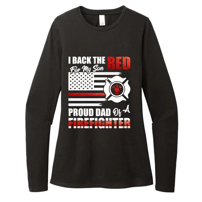 I Back The Red For My Son Proud Dad Of A Firefighter Fathers Cute Gift Womens CVC Long Sleeve Shirt