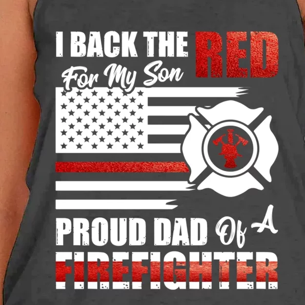 I Back The Red For My Son Proud Dad Of A Firefighter Fathers Cute Gift Women's Knotted Racerback Tank