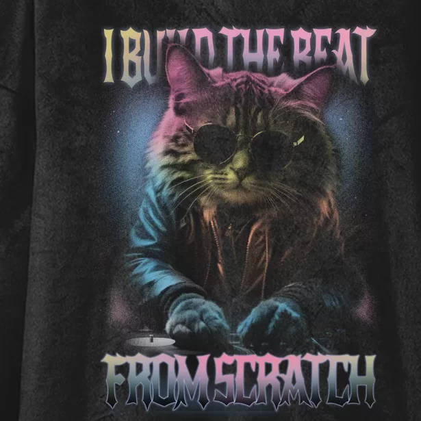 I Build The Beat From Scratch Funny Cosmic Dj Cat Hooded Wearable Blanket