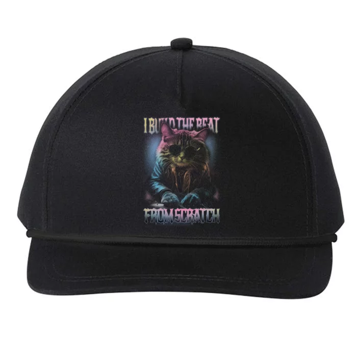 I Build The Beat From Scratch Funny Cosmic Dj Cat Snapback Five-Panel Rope Hat