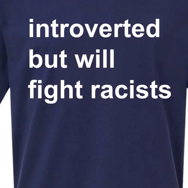 Introverted But Will Fight Racists Sueded Cloud Jersey T-Shirt