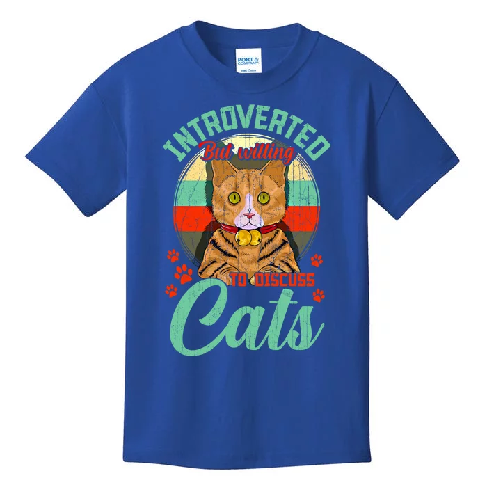 Introverted But Willing To Discuss Cats Cute Kitty Gift Kids T-Shirt